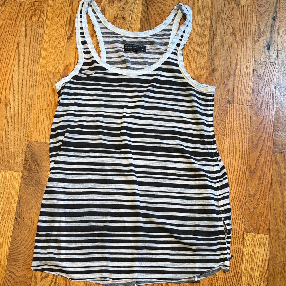 Rag & Bone knit for Nordstrom black and white stripe tank top size xs